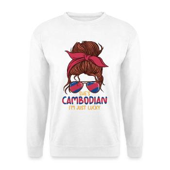 Cambodge Cambodgienne Elle est Combodian - Sweat-shirt Unisexe - blanc - Devant
