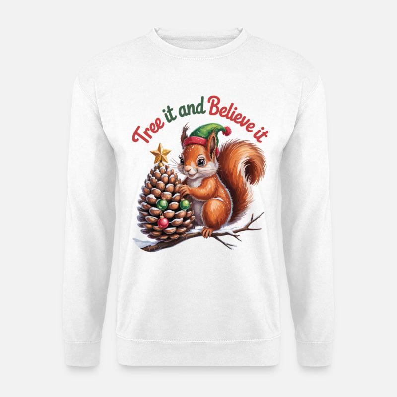 Weihnachts-Eichhörnchen Shirt für Tierfreunde - Unisex Pullover - Weiß