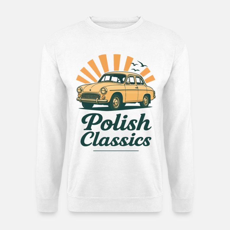 Polnisches klassisches Meerjungfrauenauto Nostalgischer polnischer Stolz - Unisex Pullover - Weiß