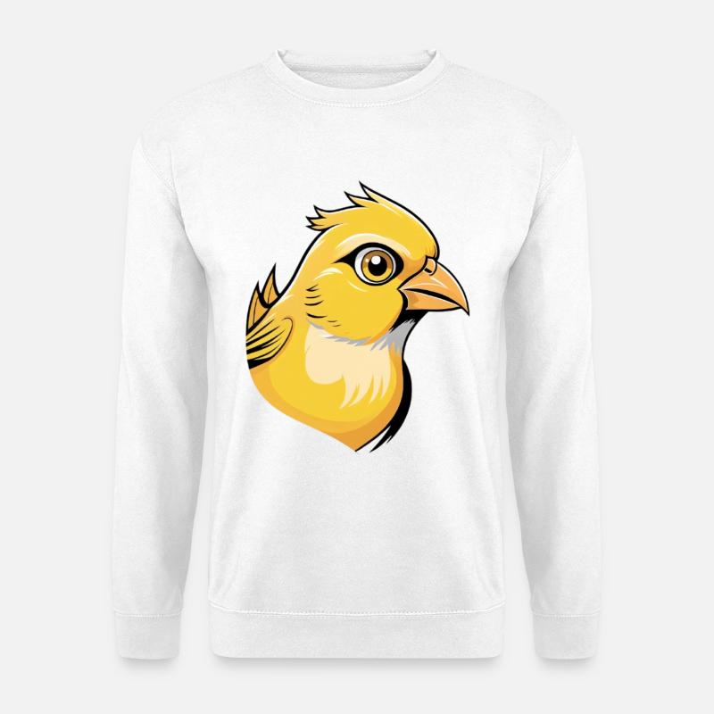 Gelber Vogelkopf Cartoon-Illustration - Unisex Pullover - Weiß
