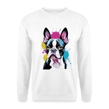 Portrait d’art coloré du Boston Terrier - Sweat-shirt Unisexe - blanc - Devant