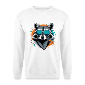 raton laveur avec lunettes de soleil style urbain - Sweat-shirt Unisexe - blanc - Devant