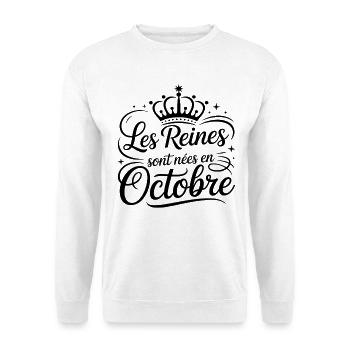 Die Queens wurden im Oktober geboren Jubiläum - Unisex Pullover - Weiß - Vorne