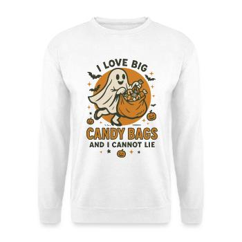 Funny Halloween Saying I Love Big Candy Bags Ghost - Unisex Sweatshirt - white - Front