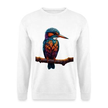 Colorful kingfisher on branch - Unisex Sweatshirt - white - Front
