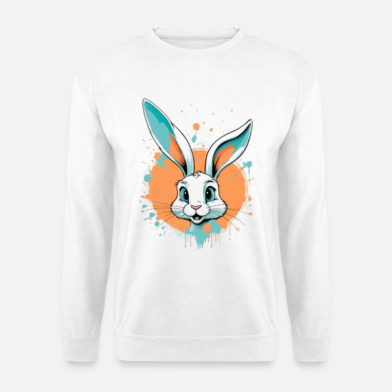 Rabbit head with paint splashes - Unisex Sweatshirt - white