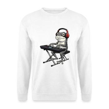 Grenouille avec clavier et casque - Sweat-shirt Unisexe - blanc - Devant