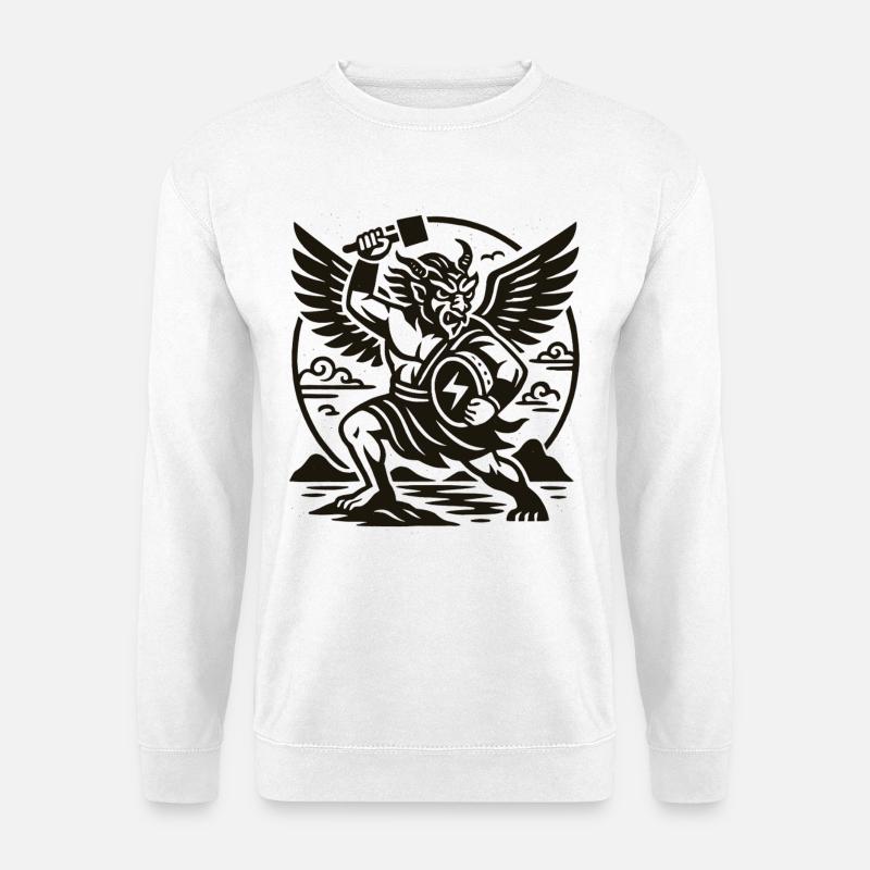 Chinesischer Donnergott Geflügelter Dämonenkrieger - Unisex Pullover - Weiß