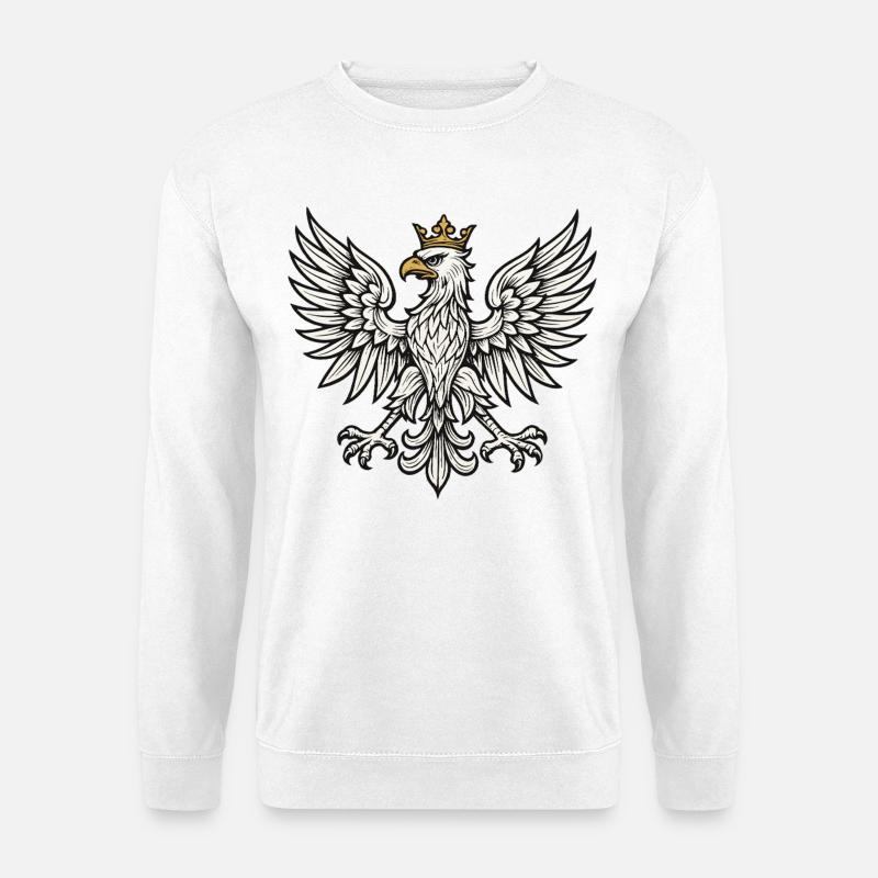 Poland White Eagle Minimal Heraldic Design - Unisex Sweatshirt - white