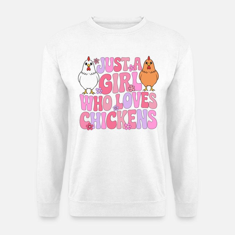 Mädchen liebt Hühner - Unisex Pullover - Weiß