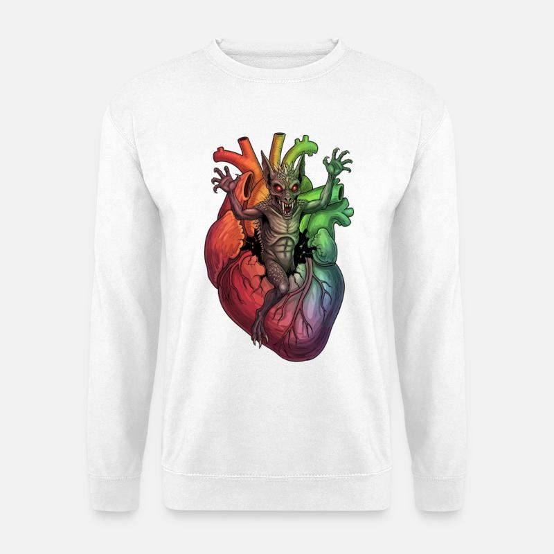 Herzmonster im Regenbogensturm - Unisex Pullover - Weiß