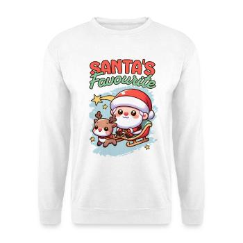 Tenue de Noël avec le Père Noël et le renne - Sweat-shirt Unisexe - blanc - Devant