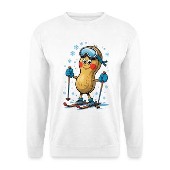 Peanut skier with skis - Unisex Sweatshirt - white - Front