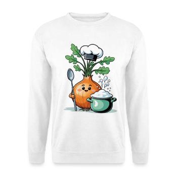 oignon cuisinier dessin animé cuisine ami - Sweat-shirt Unisexe - blanc - Devant