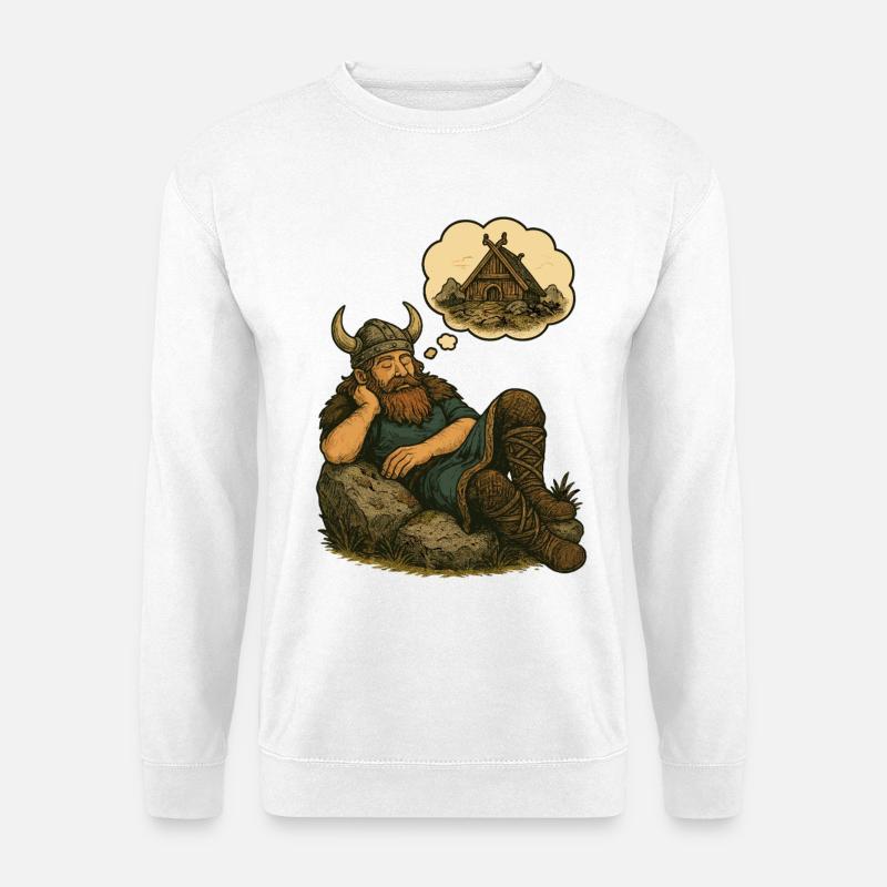 Wikinger Traum von der Waldhütte Schlafshirt - Unisex Pullover - Weiß