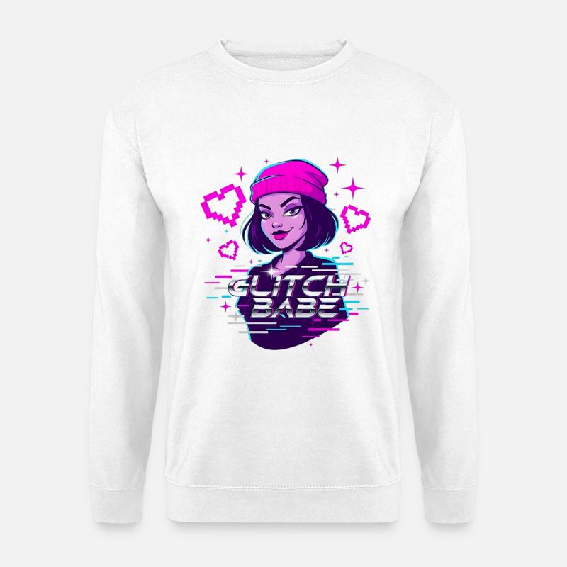 Y2K Retro – Glitch Babe - Unisex Pullover - Weiß