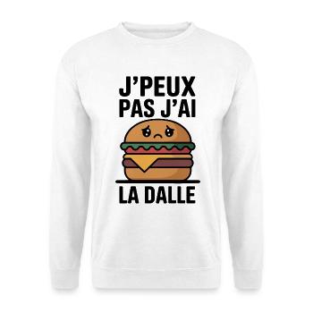 J’peux pas j’ai la dalle humour burger drôle - Sweat-shirt Unisexe - blanc - Devant