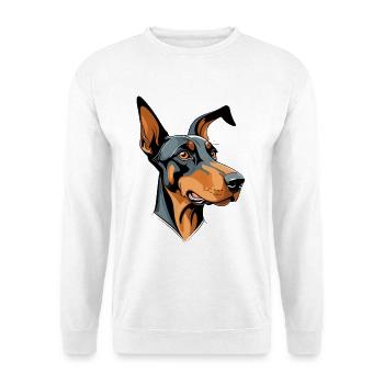 Dobermann Kopf Cartoon Illustration - Unisex Pullover - Weiß - Vorne