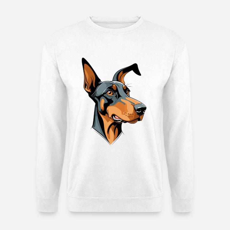 Dobermann Kopf Cartoon Illustration - Unisex Pullover - Weiß