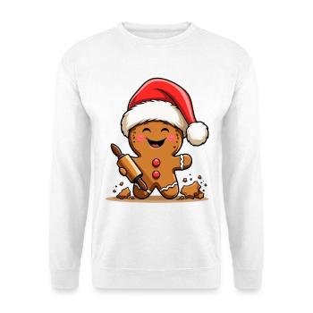 Pain d’épices de Noël avec glaçage - Sweat-shirt Unisexe - blanc - Devant