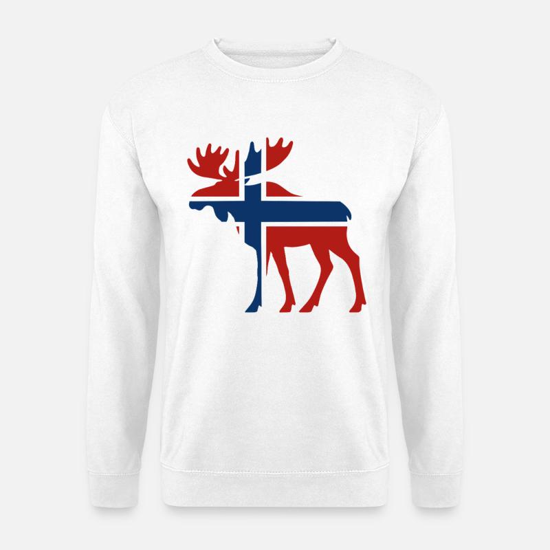 Nordischer Elch mit Norwegenflagge - Unisex Pullover - Weiß