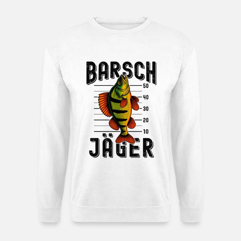 Barsch Jäger Barschangler Barsch Barsche angeln - Unisex Pullover - Weiß