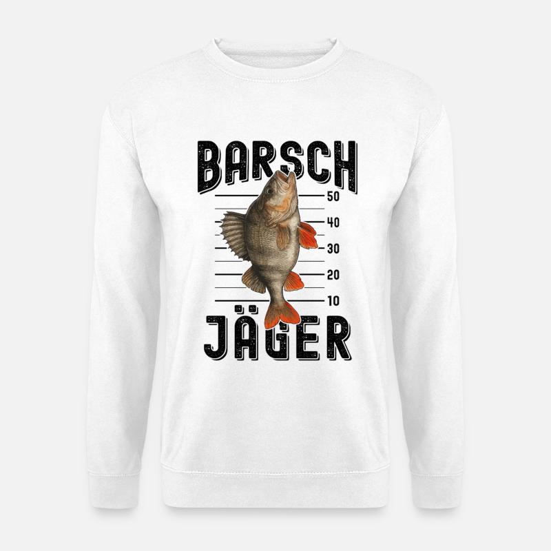 Barsch Jäger Raubfischangeln Barsche angeln - Unisex Pullover - Weiß
