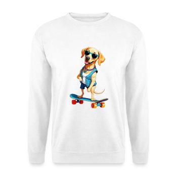 Labrador Skaterhund Denim Look - Unisex Pullover - Weiß - Vorne