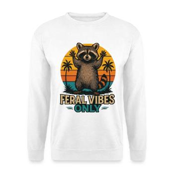 Wilde Vibes Nur Waschbär im Retro-Stil Humor - Unisex Pullover - Weiß - Vorne