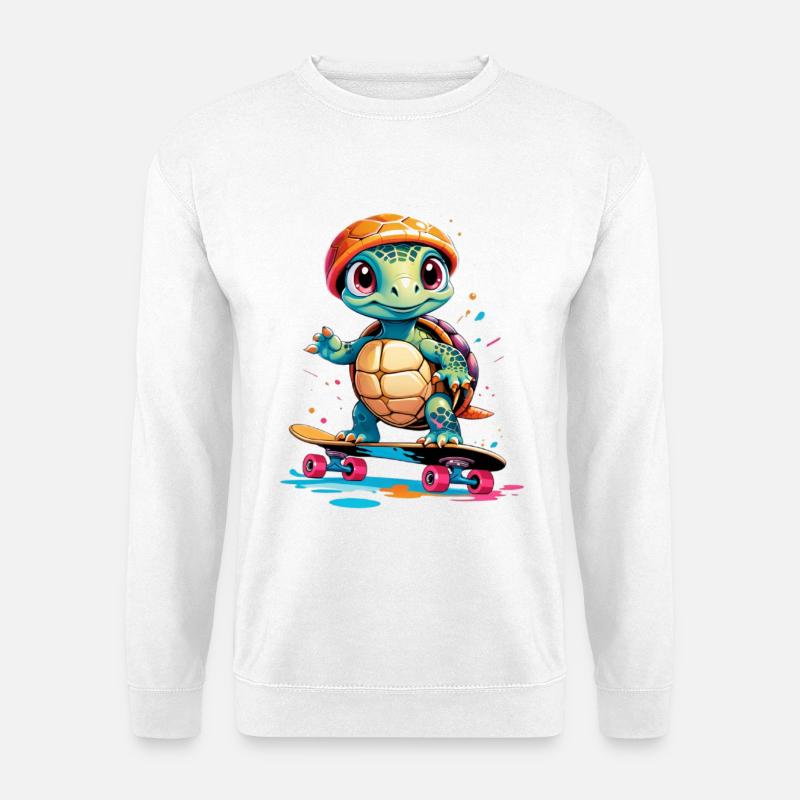 Turtle on skateboard - Unisex Sweatshirt - white