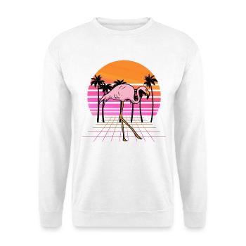 Flamingo Neon Sunset Retro - Unisex Pullover - Weiß - Vorne