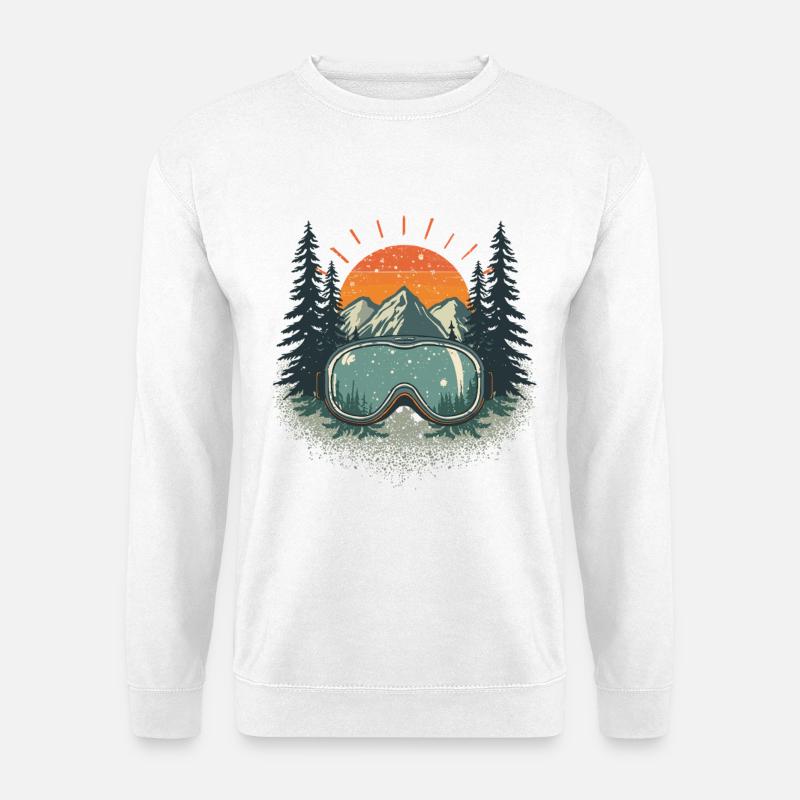 Bergpanorama mit Skibrille - Unisex Pullover - Weiß