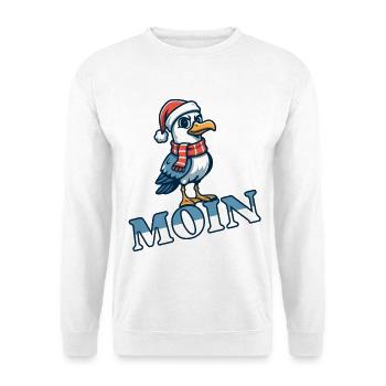 Mouette Moin avec chapeau et écharpe du Père Noël - Sweat-shirt Unisexe - blanc - Devant