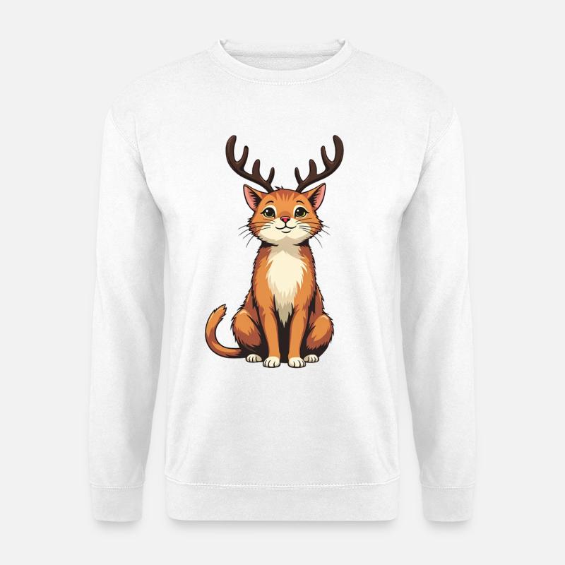 Rentierkatze - Unisex Pullover - Weiß