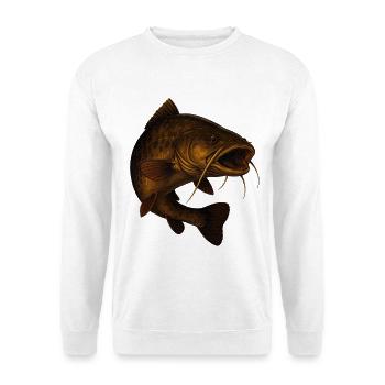 Large Catfish Fishing Motif - Unisex Sweatshirt - white - Front