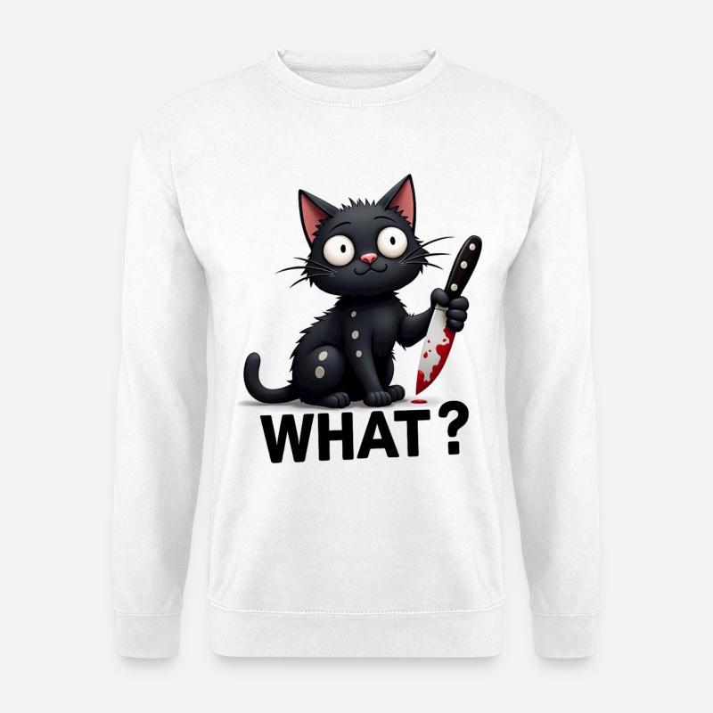 WHAT? Killer-Katze - Unisex Pullover - Weiß
