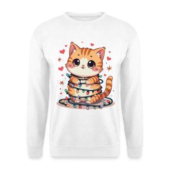 Weihnachtskatze - Unisex Pullover - Weiß - Vorne