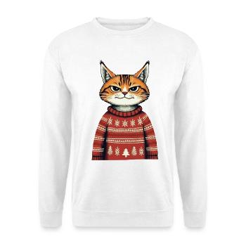 Weihnachtskatze - Unisex Pullover - Weiß - Vorne