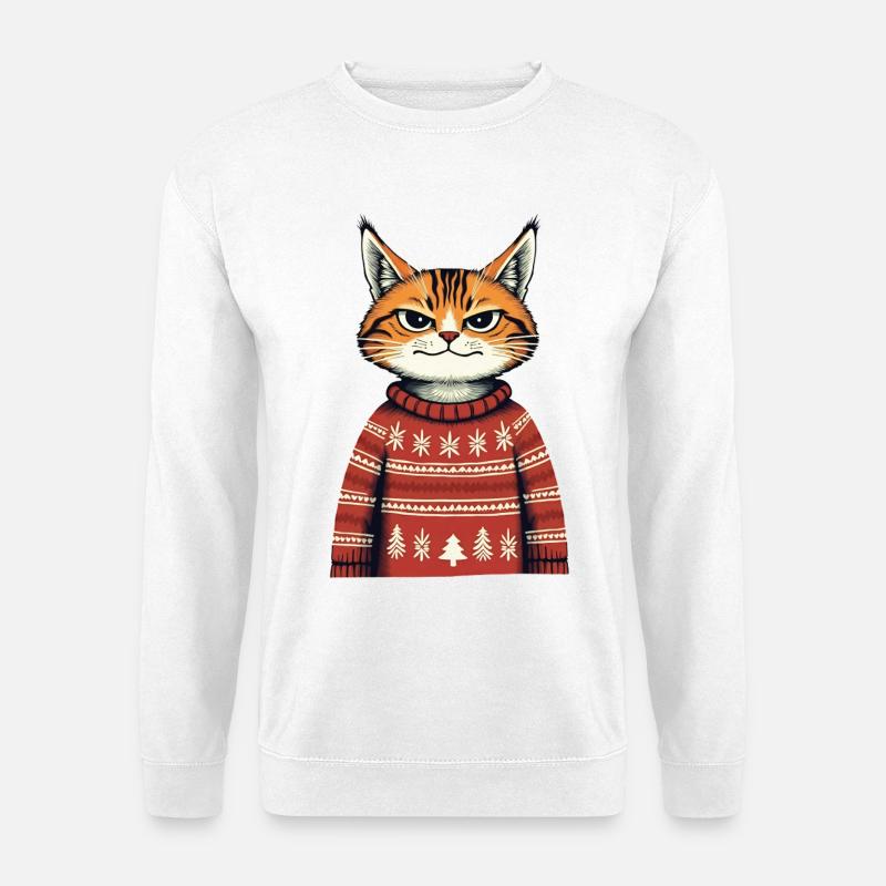 Weihnachtskatze - Unisex Pullover - Weiß