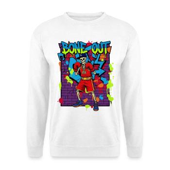 Bone Out – Skelett Boxer Graffiti Streetwear 90er - Unisex Pullover - Weiß - Vorne