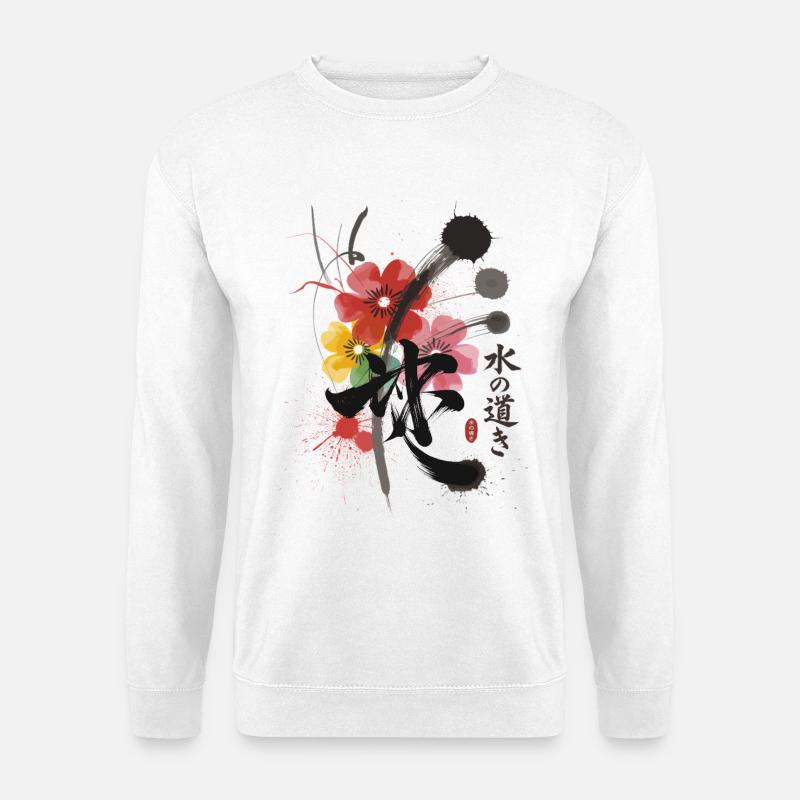 Wasser Japan Kalligraphie Blumen - Unisex Pullover - Weiß