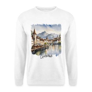 Aquarell aus Luzern, ich liebe Luzern - Unisex Pullover - Weiß - Vorne