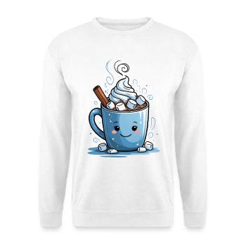 Tasse de cacao confortable avec des guimauves - Sweat-shirt Unisexe - blanc - Devant