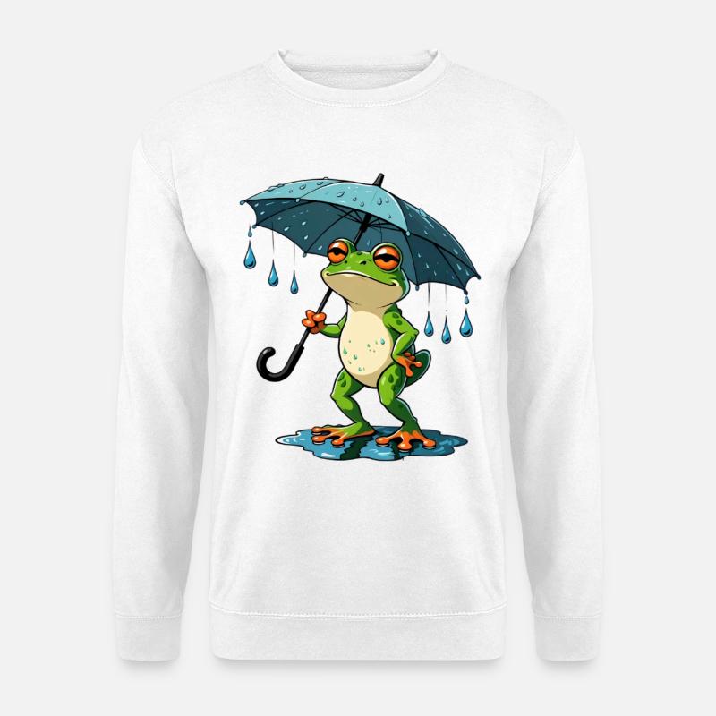 Regenfrosch mit Schirm - Unisex Pullover - Weiß