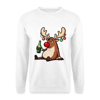 Funny Reindeer with Beer Christmas Party Design - Unisex Sweatshirt - white - Front