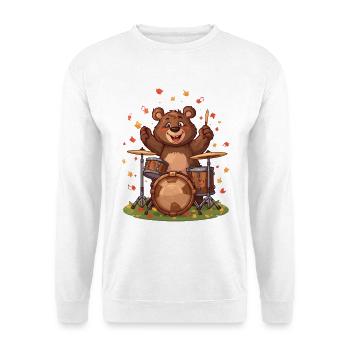 Bär Drummer Herbst - Unisex Pullover - Weiß - Vorne