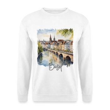 Basel Watercolor, Basel Switzerland - Unisex Sweatshirt - white - Front