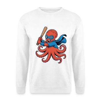 Baseball Oktopus Superheld - Unisex Pullover - Weiß - Vorne
