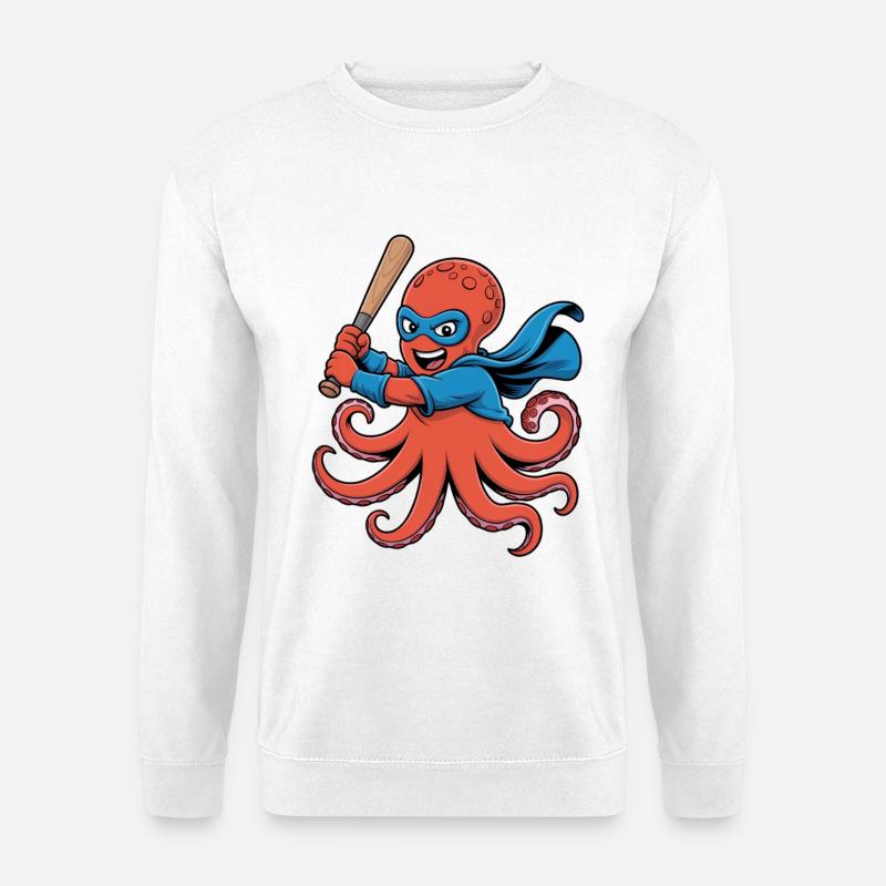Baseball Oktopus Superheld - Unisex Pullover - Weiß