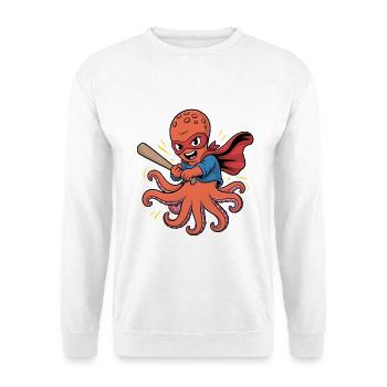 Baseball Oktopus Superheld - Unisex Pullover - Weiß - Vorne